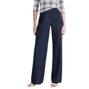 Vince Womens Wide-Leg high waist flat front Navy Pants Size 6 Viscose Modal Blen